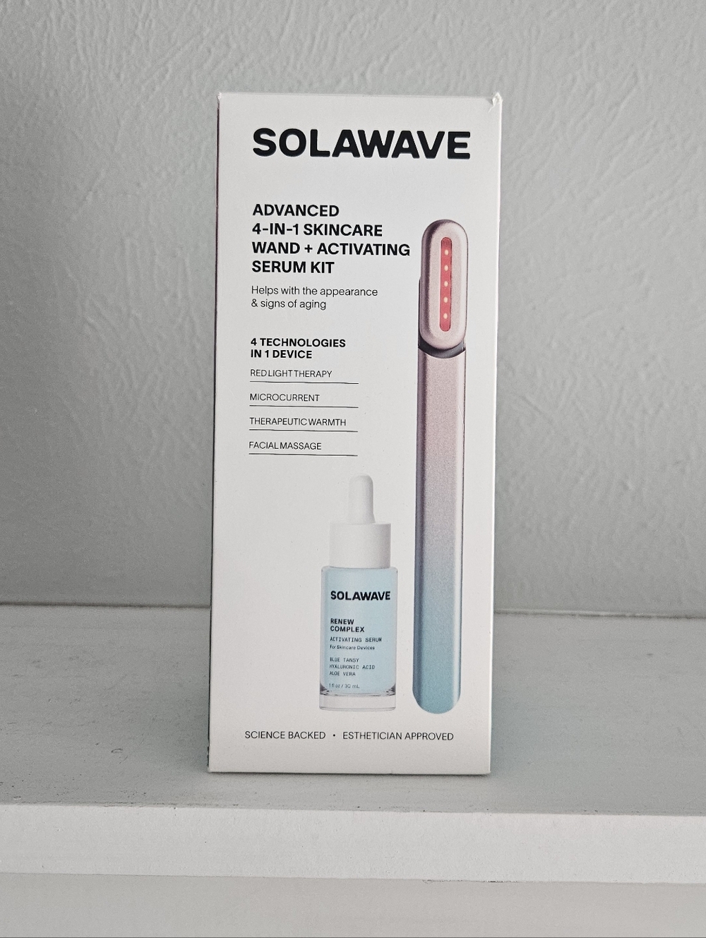 New In Box- Solawave Radiant Renewal 4-in-1 Skincare Wand & 1oz Activating Serum